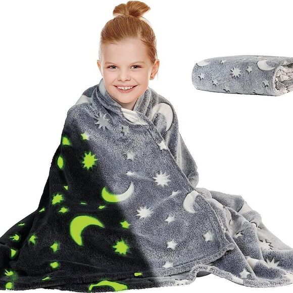 [Gray] Glow in The Dark 50 x 60 Inches‎ Fun, Cozy Fleece Throw Blankets - Picture 2 of 6